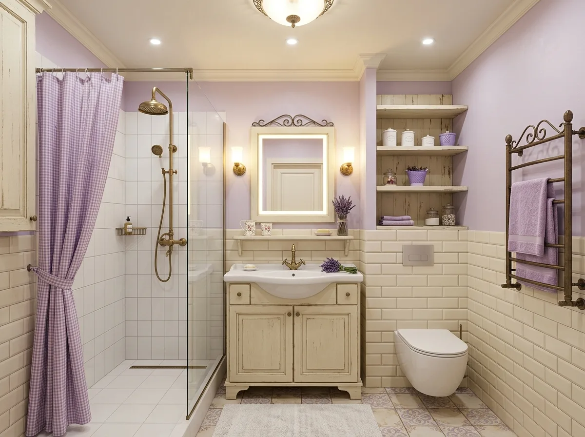 Прованс — санузел, визуализация интерьера